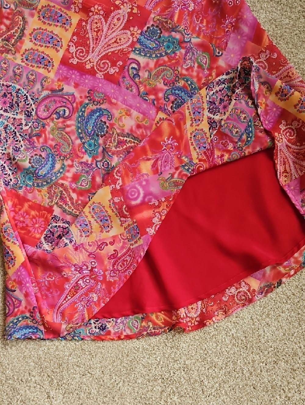 Coldwater Creek Size S Pink Paisley A-Line Skirt With Lining - Picture 5 of 8
